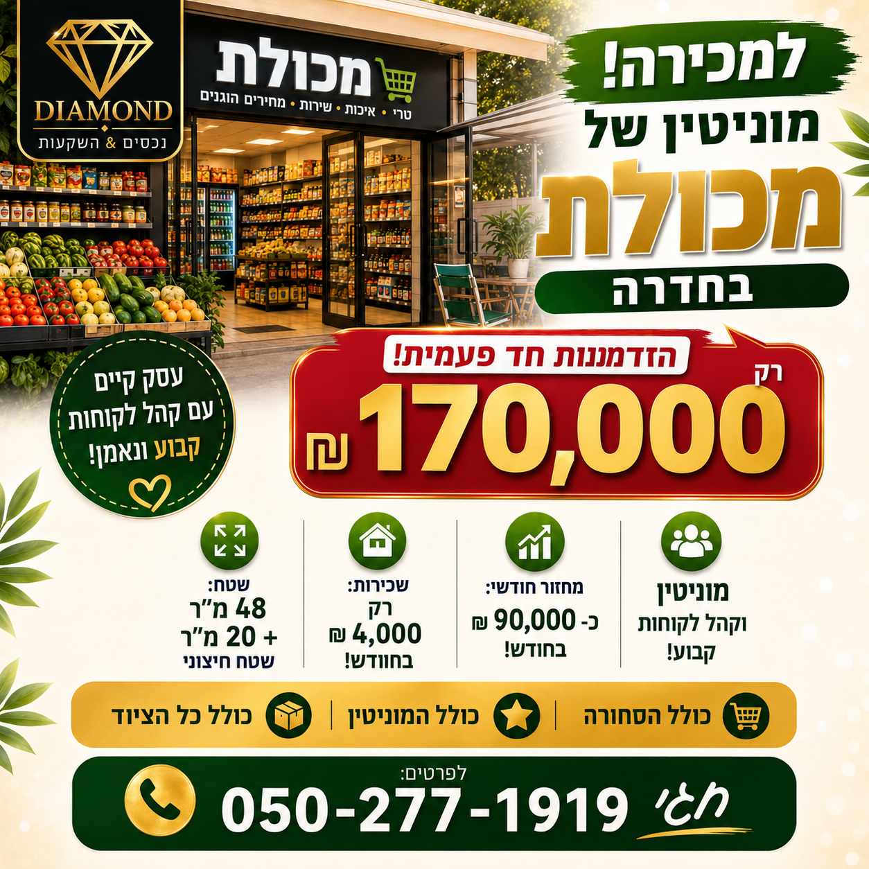 למכירה מכולת עם מוניטין