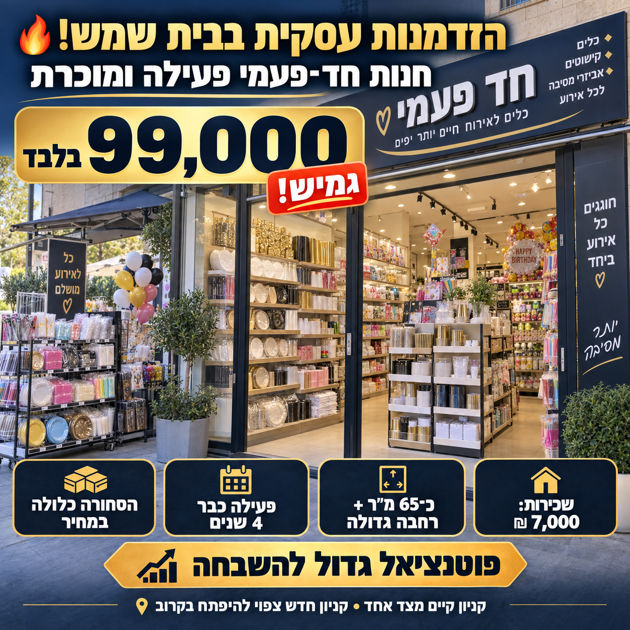 חנות חד־פעמי פעילה ומוכרת